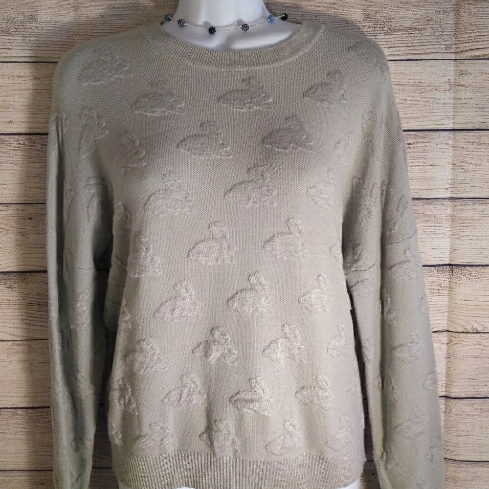 Topshop Crewneck Sweater with Textured bunny Pattern